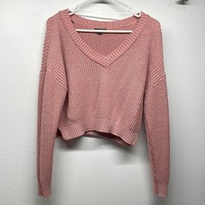 Crop top v neck sweater